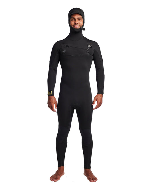 Men's Gold Cell Hooded Chest Zip 4/3mm Fullsuit - Black