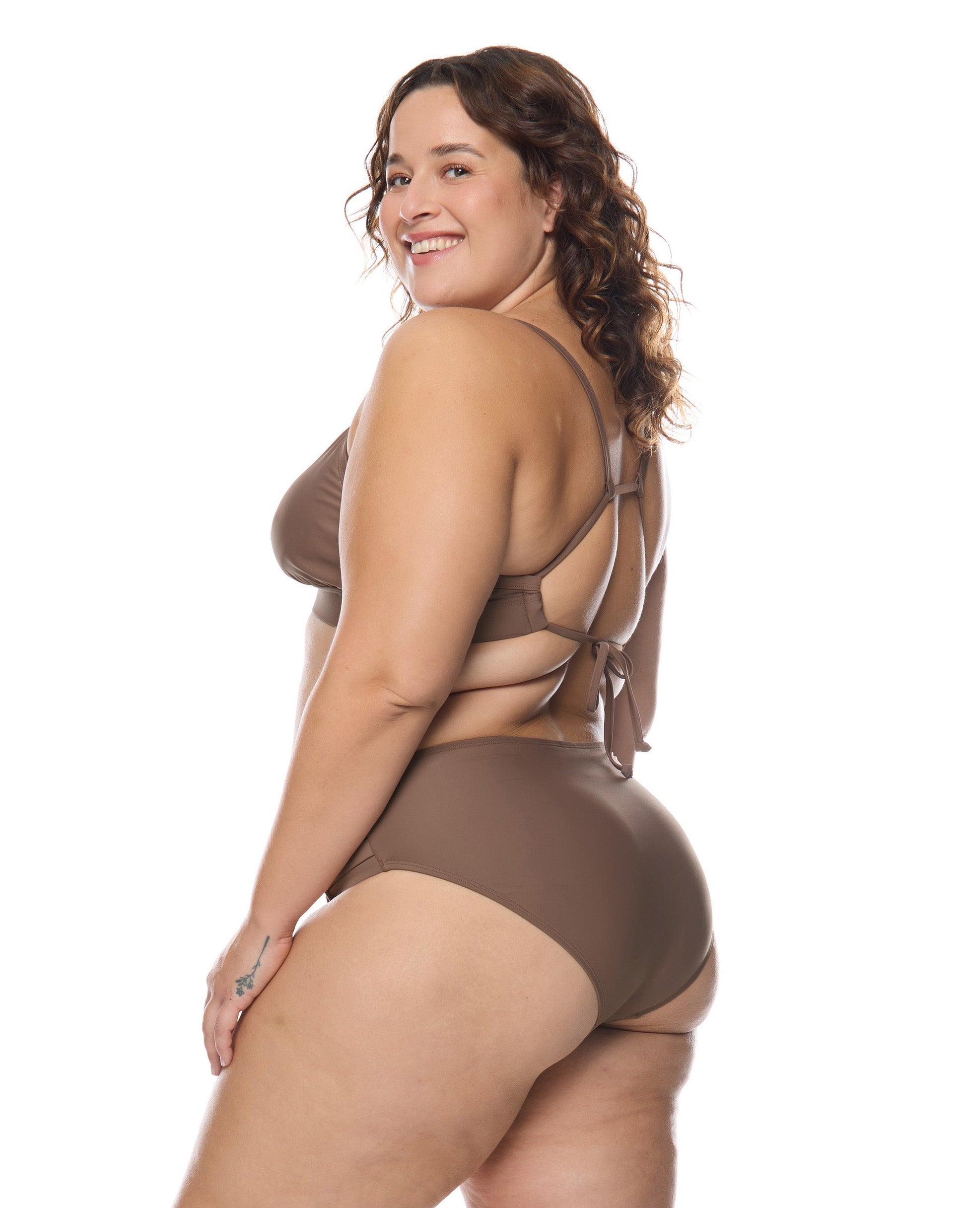 Smoothies Retro Plus Size Swim Bottom - Latte