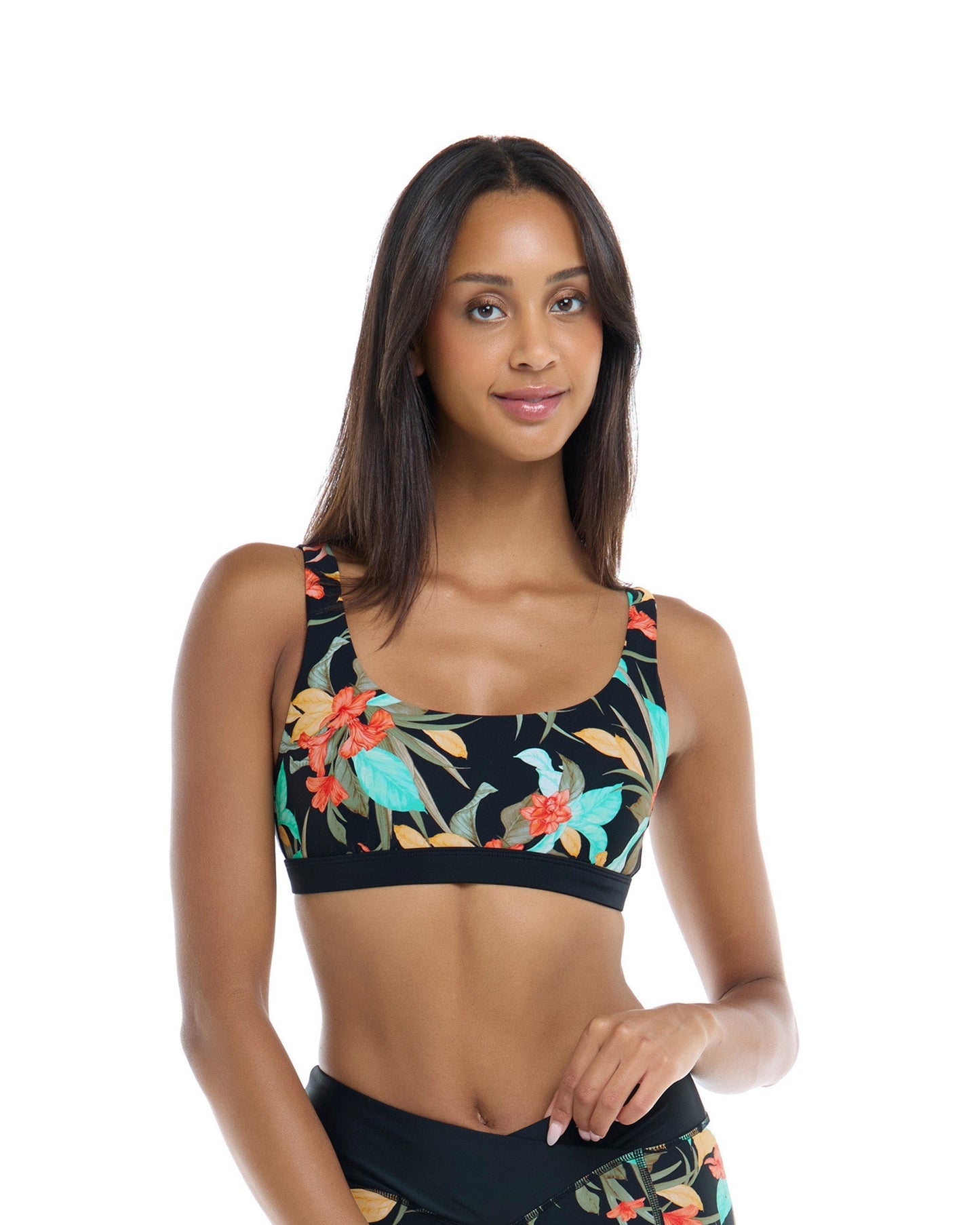 Hamoa Star Cross-Over Sports Bra - Black