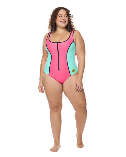 Groove Time After Time Plus Size One-Piece Swimsuit - Groove / Bubble Gum