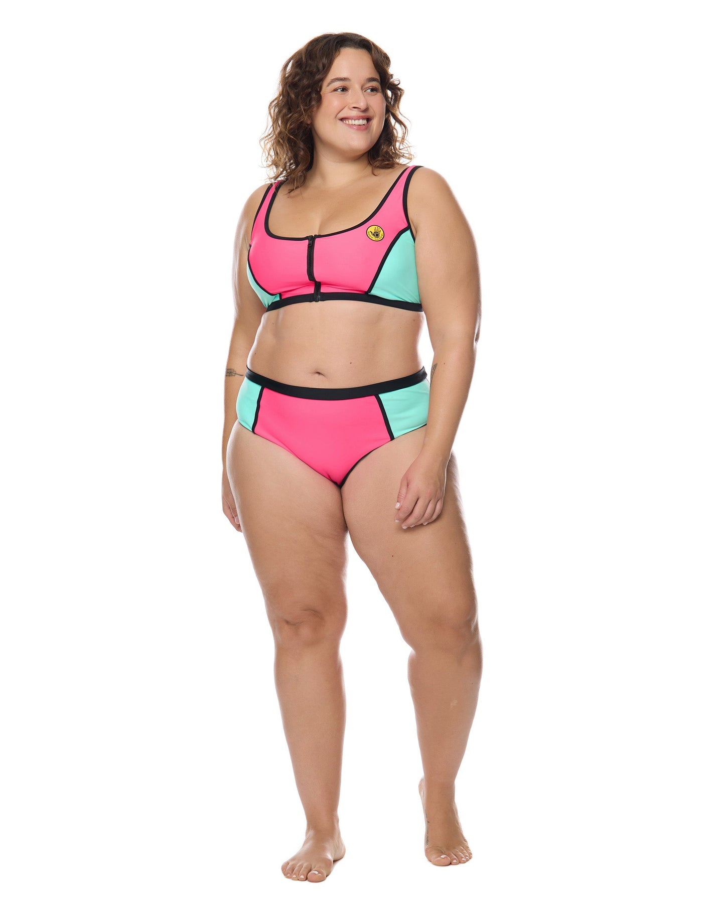 Groove You Spin Me Plus Size Crop Top - Groove / Bubble Gum