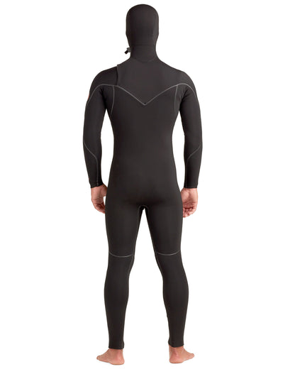 Red Cell 4/3mm Men's Chest-Zip Hooded Fullsuit - Black