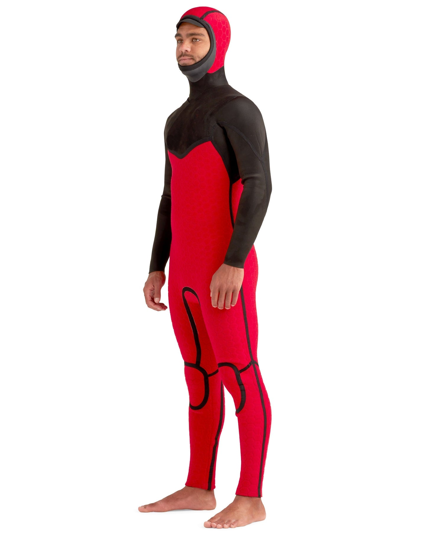 Red Cell 5/4/3mm Men's Chest-Zip Hooded Fullsuit - Black