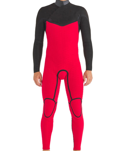 Red Cell 4/3mm Men's Chest-Zip Fullsuit - Black